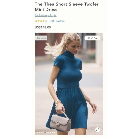 NWT Size S -Anthropologie The Thea Short Sleeve Twofer Mini Dress (NWT US$ 148) - Picture 11 of 13